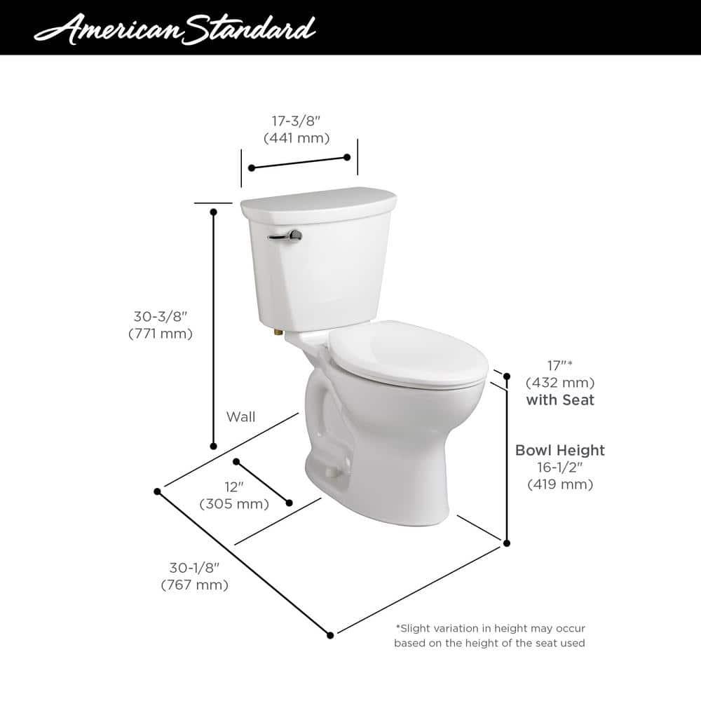 American Standard Cadet 1.28 Gallons GPF Elongated Comfort Height Floor Mounted Kit (Seat Not Included)