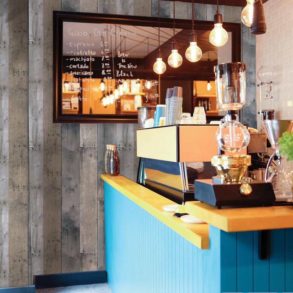 Tempaper & Co.® Repurposed Wood Removable Peel and Stick Wallpaper, 28 sq ft: Vinyl Self-Adhesive Blue Wood Grain