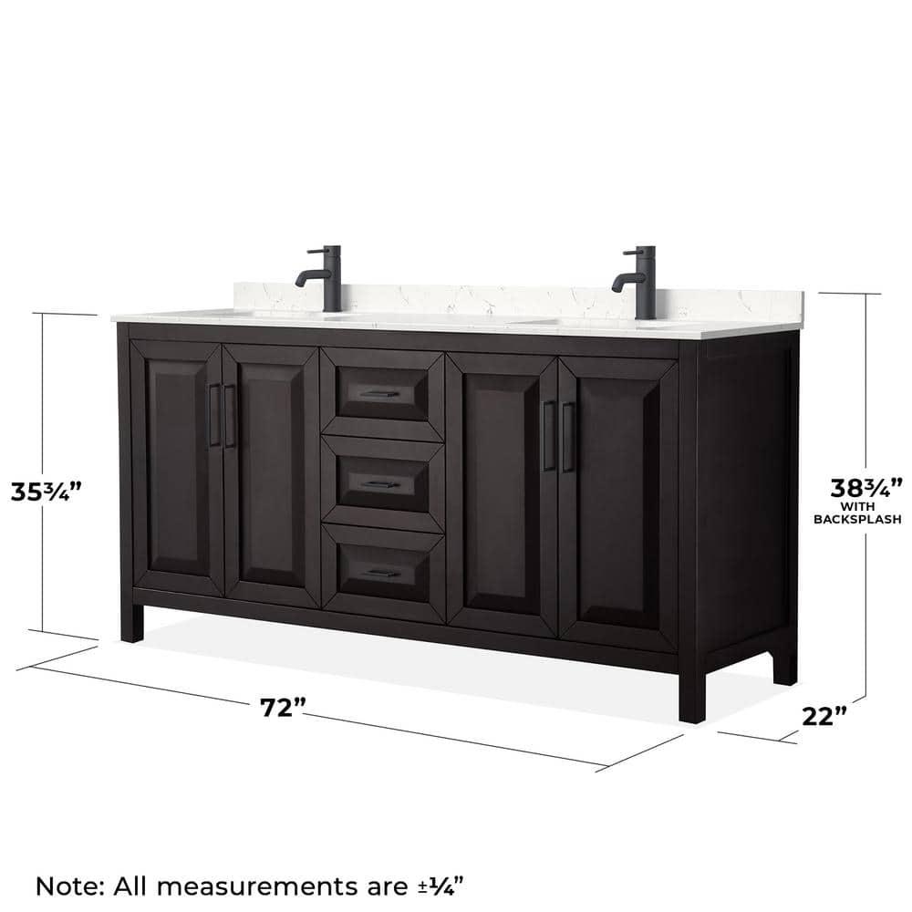 Wyndham Collection Daria 72'' Double Bathroom Vanity with Carrara Marble Top