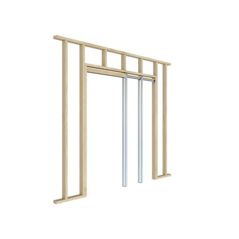 Beige Painted Composite MDF 1-Panel Pocket Door with Aluminum Frame