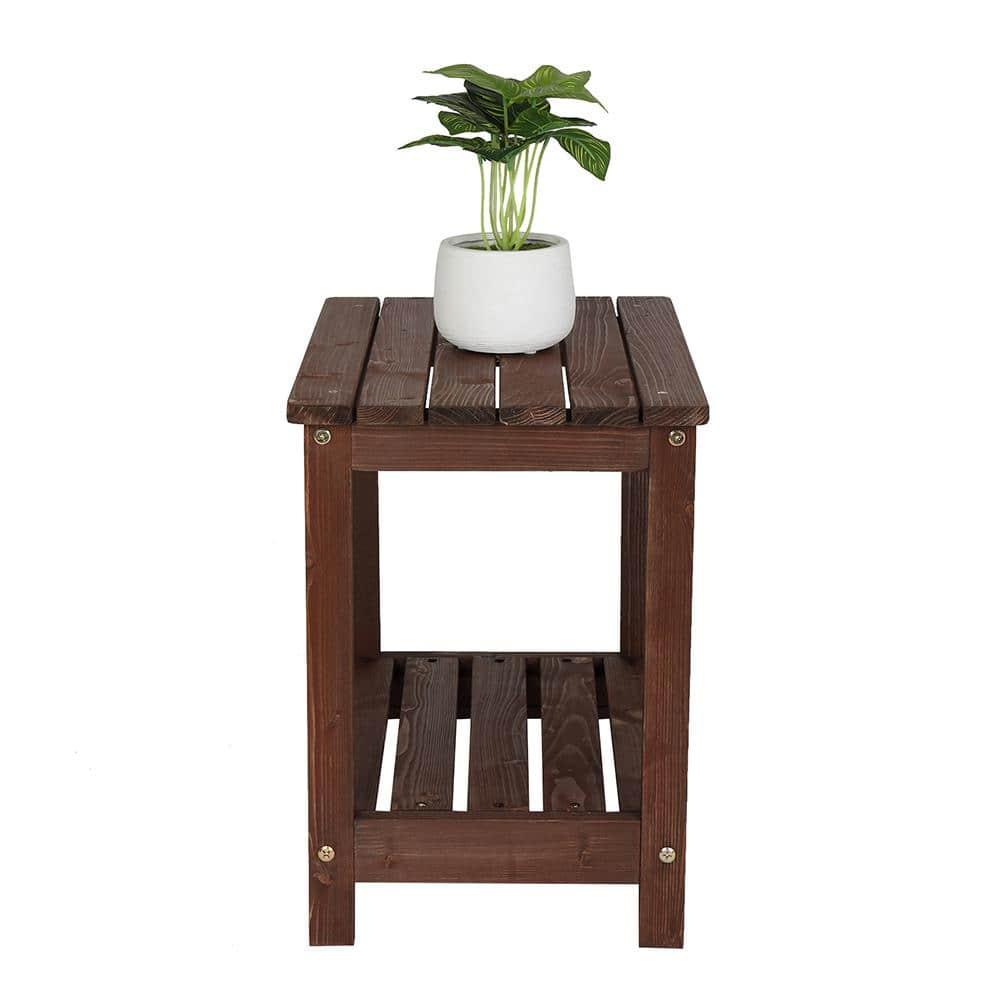 Ktaxon 19" Wood Side Table Square Small Sofa End Table Light Brown, Patio Garden End Table for Indoor and Outdoor