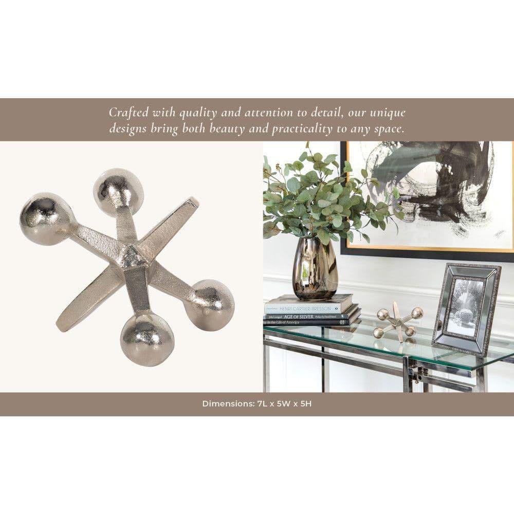 Sagebrook Home Creative Metal Jacks Sculpture for Room, Bedroom or Office Decor, Aluminum, Silver 7 L x 5 W x 5 H Inches