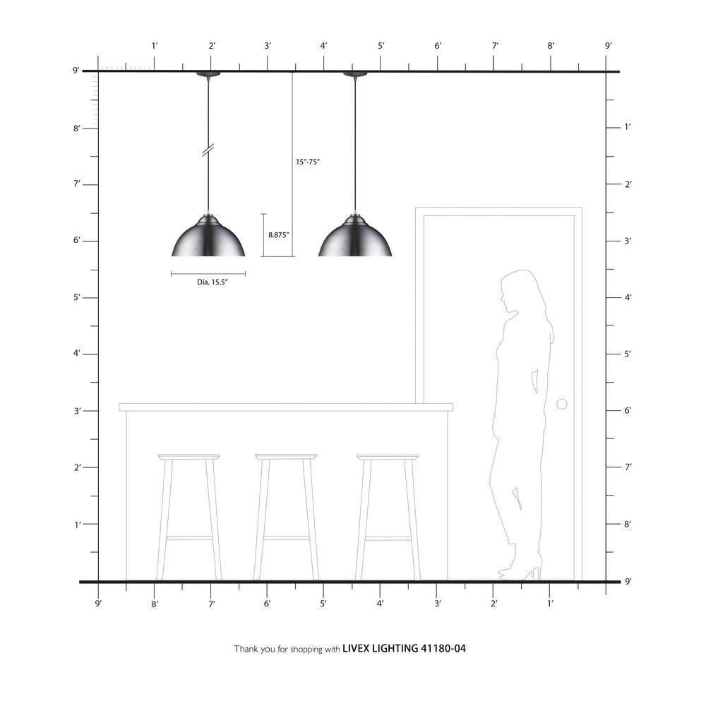 Livex Lighting Metal Shade 1 - Light Chandelier in  Black