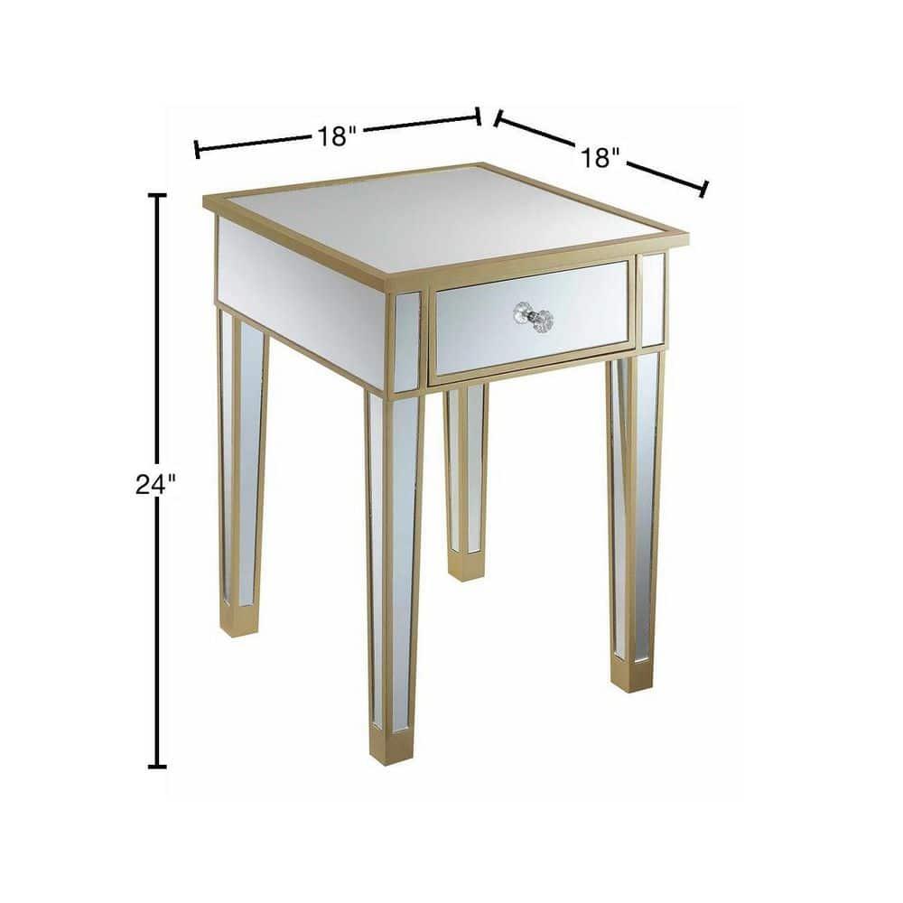 Convenience Concepts Gold Coast Mirrored End Table with Drawer, Multiple Colors