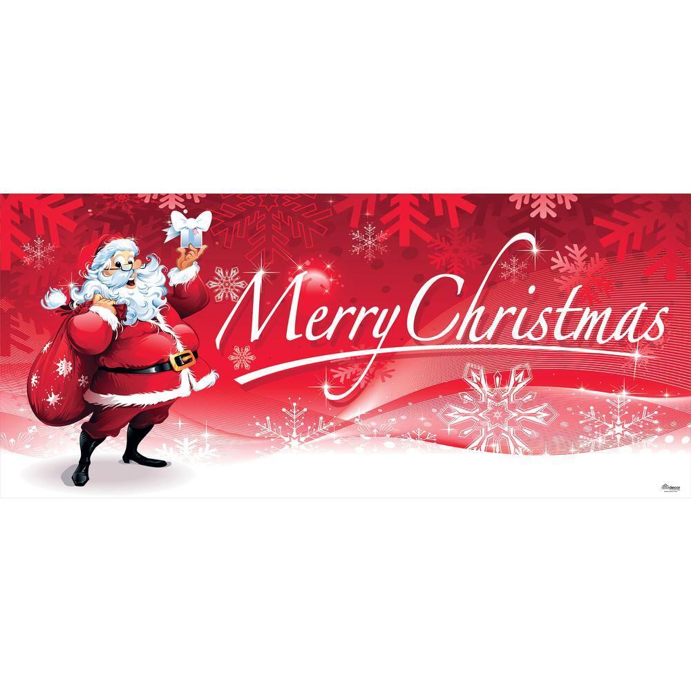 Garage Door Banner Cover 7 x 16 ft, Merry Christmas Santa Claus Carring Gifts Christmas Garage Door Decorations Holiday Christmas Backdrop Decor for Winter New Year Xmas Party