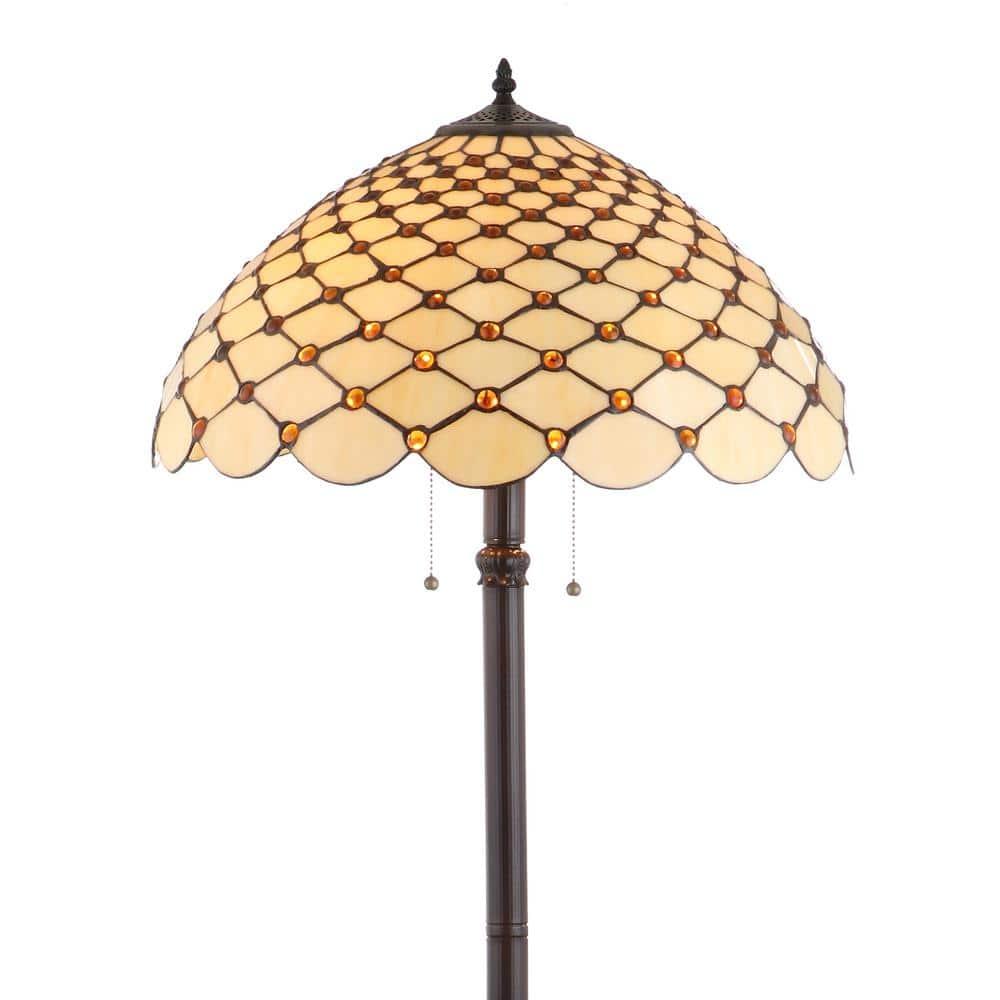 JONATHAN Y JYL8009A Lee Tiffany-Style 62" LED Floor Lamp, Traditional, Art Nouveau Style for Office, Living Room, Family Room, Dining, Bedroom, Hallway, Foyer, Bronze