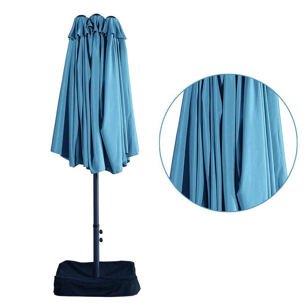 15ft Large Patio Umbrellas with Base Included, Outdoor Double-Sided Rectangle Market Umbrella with Crank Handle, for Pool Lawn Garden