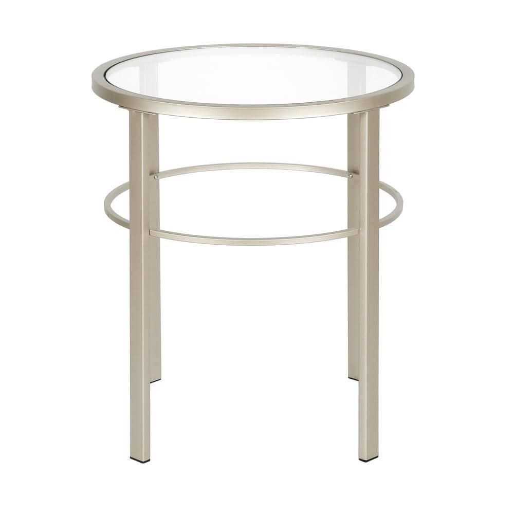 Evelyn&Zoe Gaia 20" Wide Round Side Table, Satin Nickel