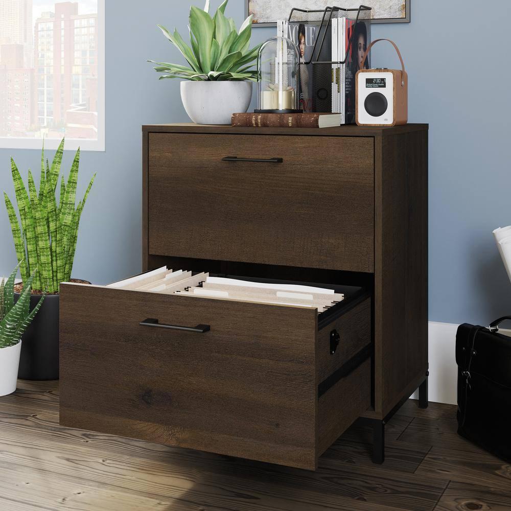 2 Drawer North Avenue Lateral File Cabinet Smoked Oak - Sauder