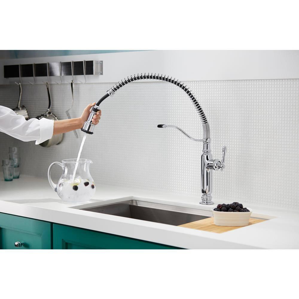 Kohler Tournant® Single Handle Semi-Professional Pre-Rinse Kitchen Faucet with Three-Function Pull Down Sprayer