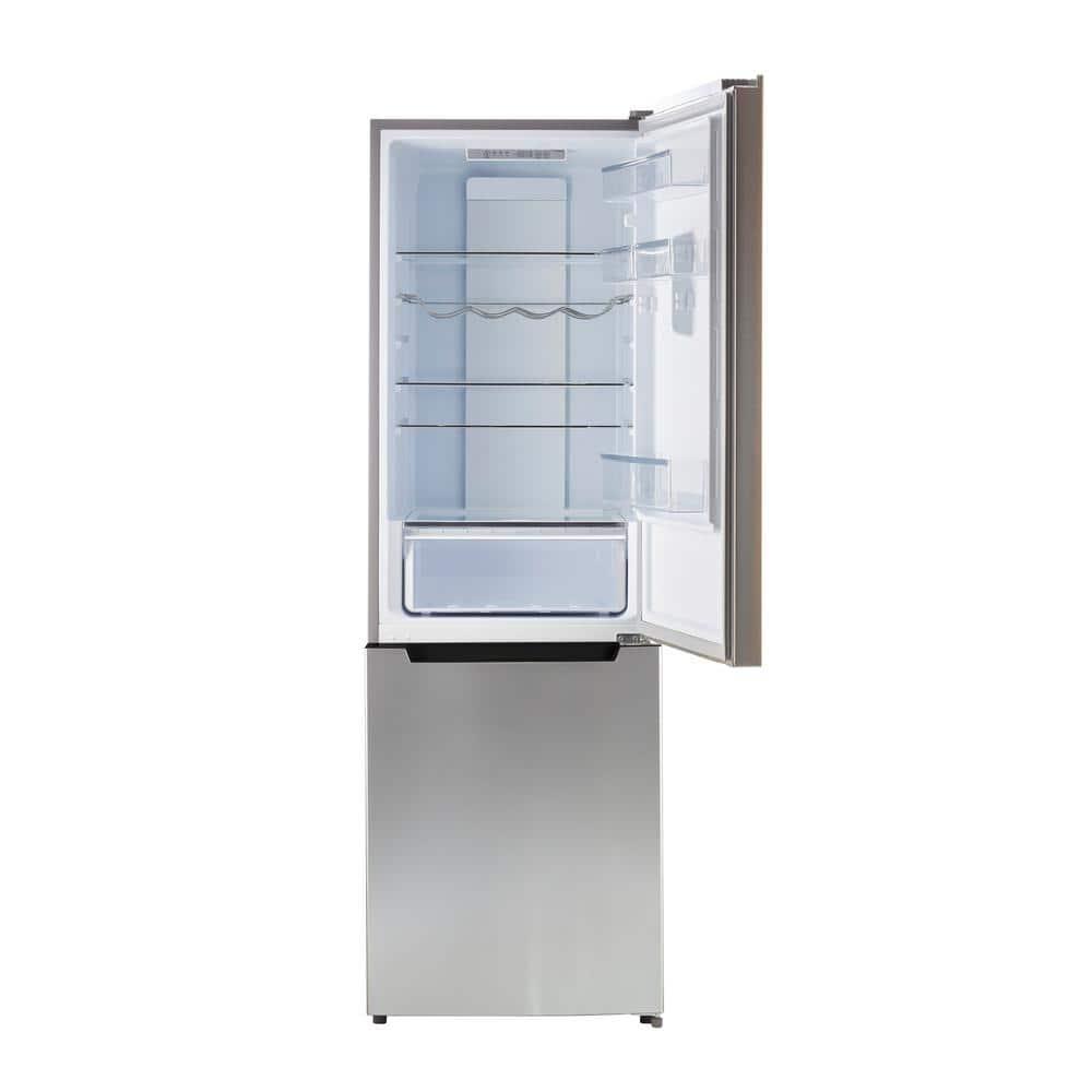 Unique Prestige 21.6" Frost Free 11.7 cu/ft Freestanding Bottom Freezer Refrigerator in Stainless Steel, ENERGY STAR Certified