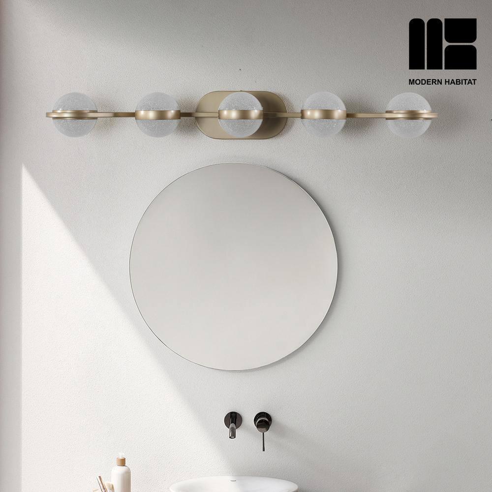 Modern Habitat DivineDazzle 5 - Light Dimmable Gold LED Vanity Light