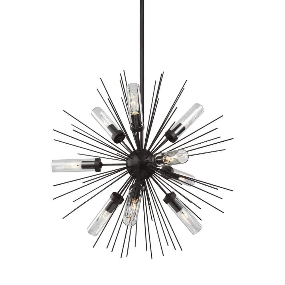 Oil Rubbed Bronze Sputnik Outdoor Chandelier with Clear Glass Shades