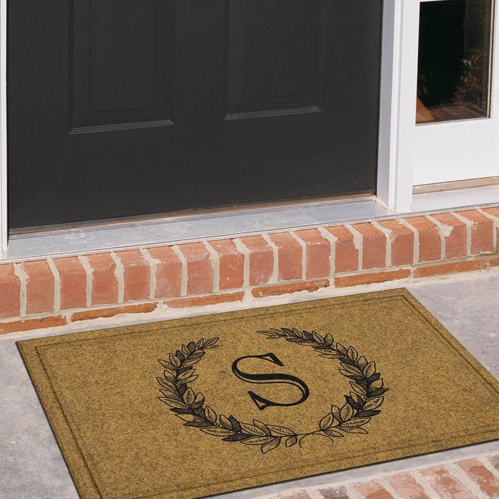 Mohawk Home Laurel Monogram D Low Pile Printed Faux Coir All Weather Eco Friendly Indoor/Outdoor Doormat, Natural, 2' X 3'
