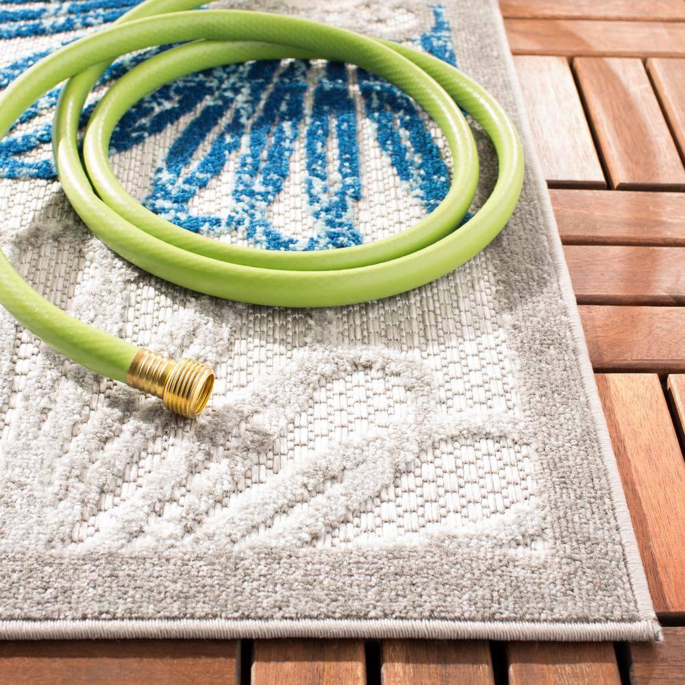 Cabana CBN801 Power Loomed Indoor/Outdoor Area Rug - Grey/Blue - 4'x6' - Safavieh.
