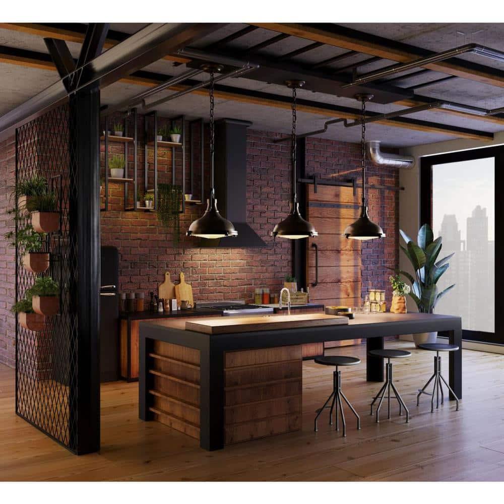 Progress Lighting, Fresnel, 1-Light Pendant, Oil Rubbed Bronze, Prismatic Glass Shade