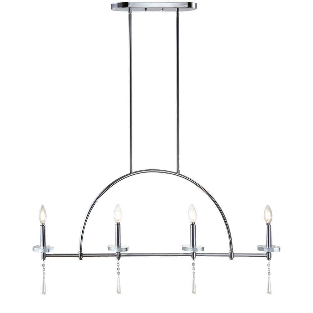 Doris 41" 4-light Linear Metal/Crystal LED Pendant, Chrome