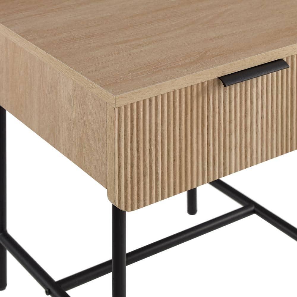Saracina Home Modern Fluted 1 Drawer Side Table Coastal Oak/Black