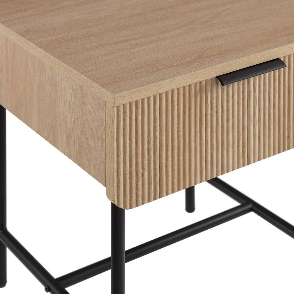 Saracina Home Modern Fluted 1 Drawer Side Table Coastal Oak/Black