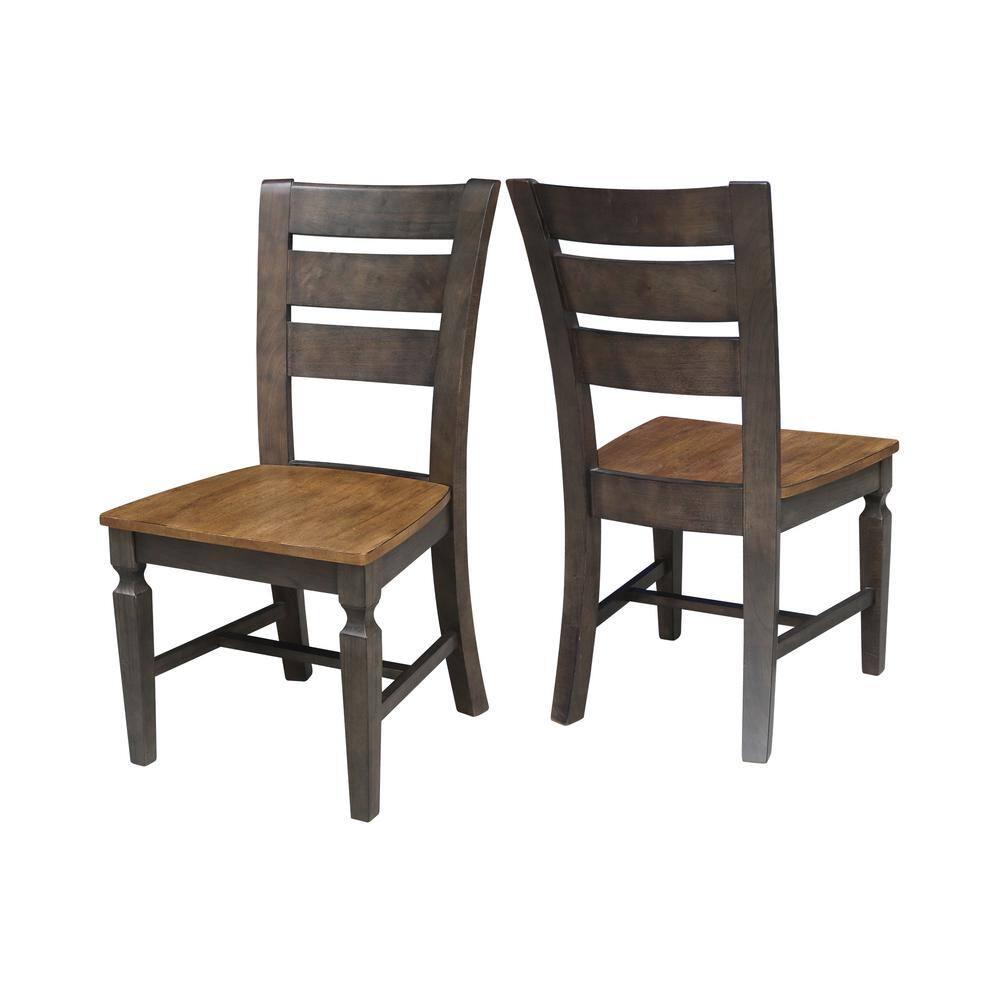 Set of 2 Vista Ladder Back Dining Chairs Hickory Brown - International Concepts: Solid Wood, Armless
