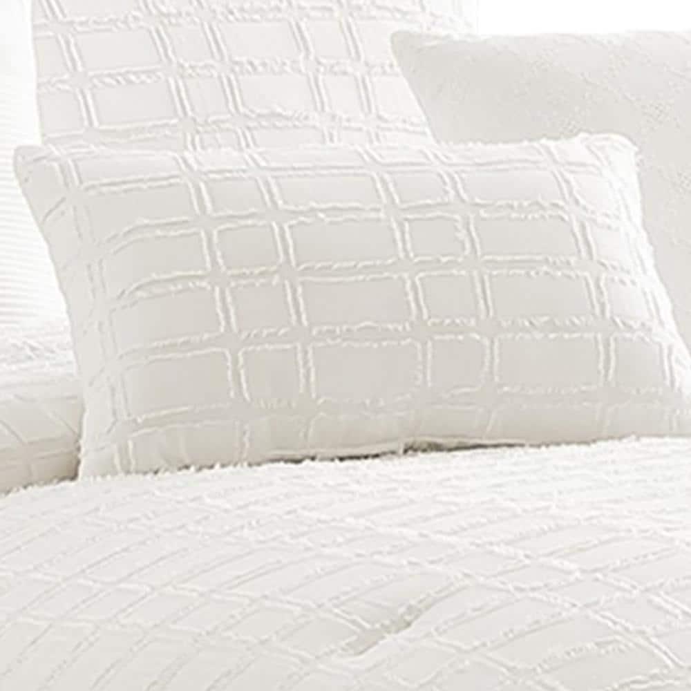 Benjara White Cotton Blend 6 Piece Comforter Set