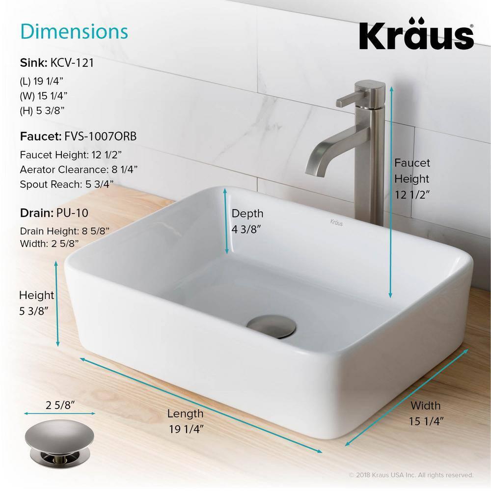 Ceramic Ceramic Rectangular Vessel Bathroom Sink