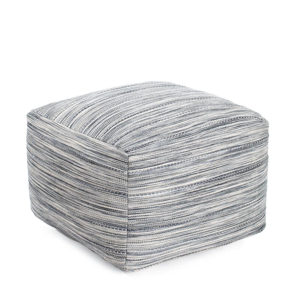 Joya Pouf Blue/Ivory - Anji Mountain: Square Unupholstered, Spot Clean, Fair Trade Certified, 17" Height