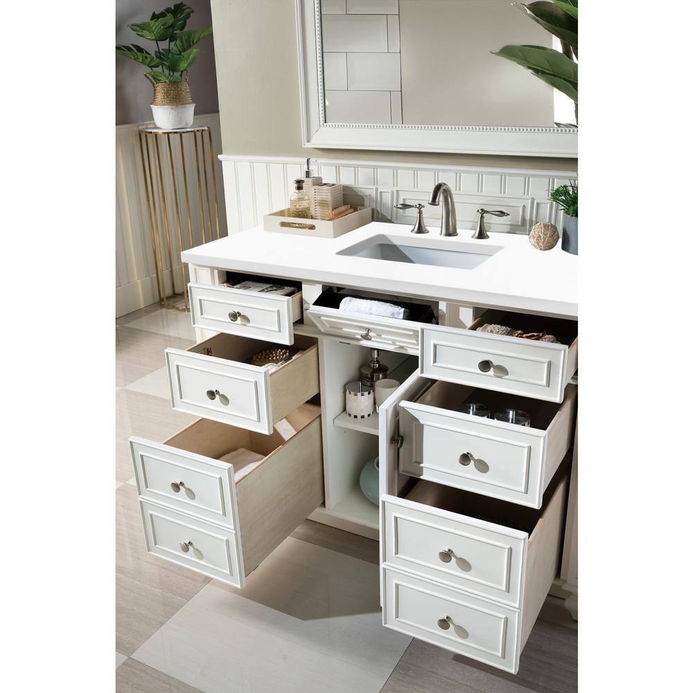 Bright White Plywood Transitional Freestanding Vanity with Veneer Finish