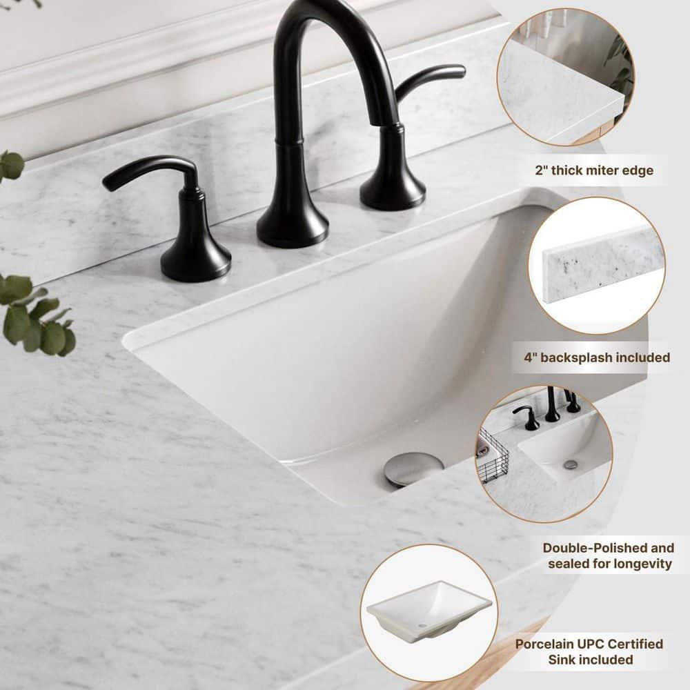 Cambridge Double Bathroom Vanity with Carrara Marble Top