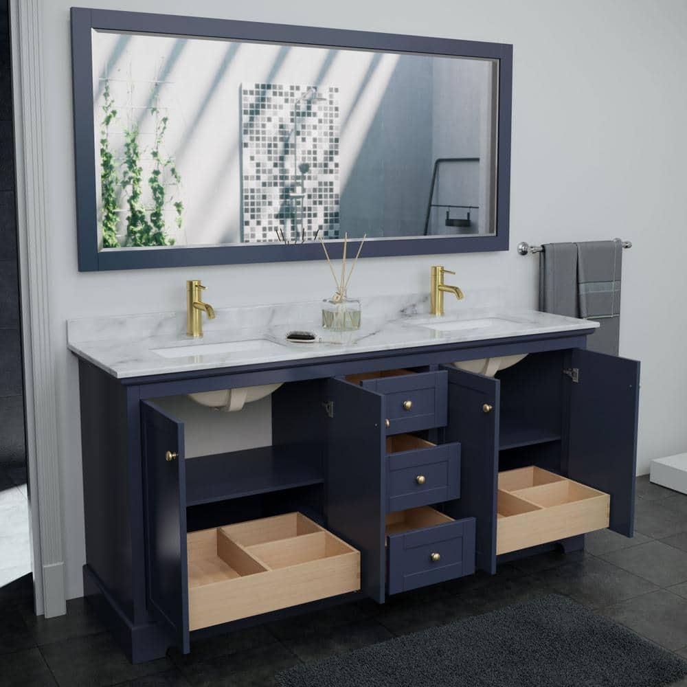 Wyndham Collection Avery 72'' Double Bathroom Vanity with Stone Top with Mirror