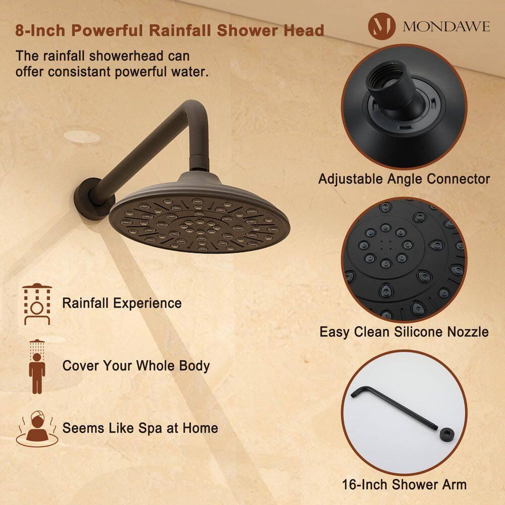 mondawe Calliope Wall Mounted 2-Function Retro Pressure-Balanced Shower System with 3 Setting Handheld MD-A3815-ORB