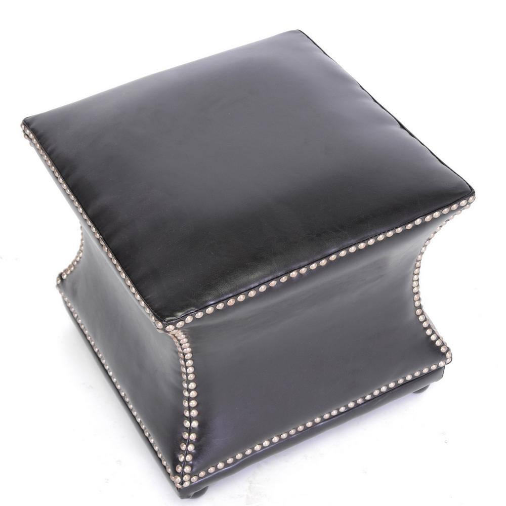 Ellastone Modern Leather Ottoman Dark Brown - Baxton Studio: Square Footstool, Faux Upholstered, No Assembly