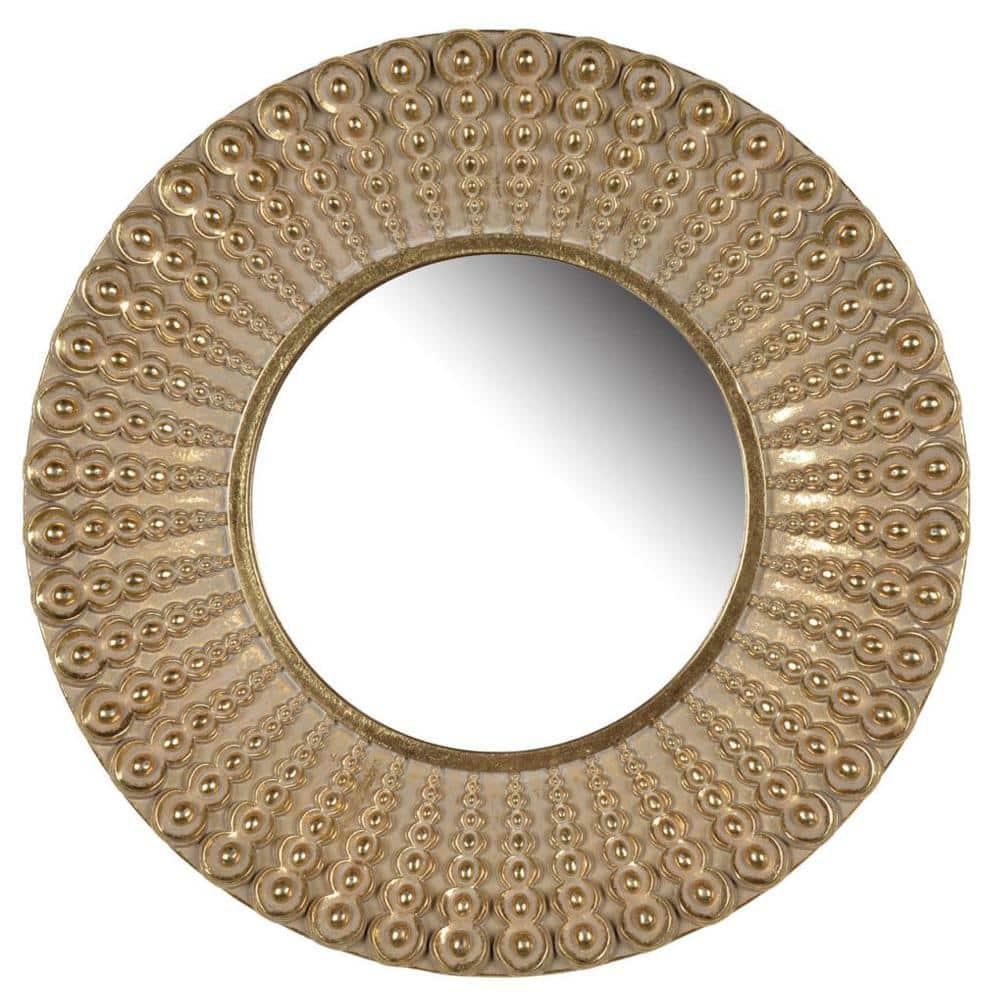 A&B Home Round Wall Mirror 19" Gold Circle Wall Mounted Mirror for Bathroom Bedroom Living Room Washroom
