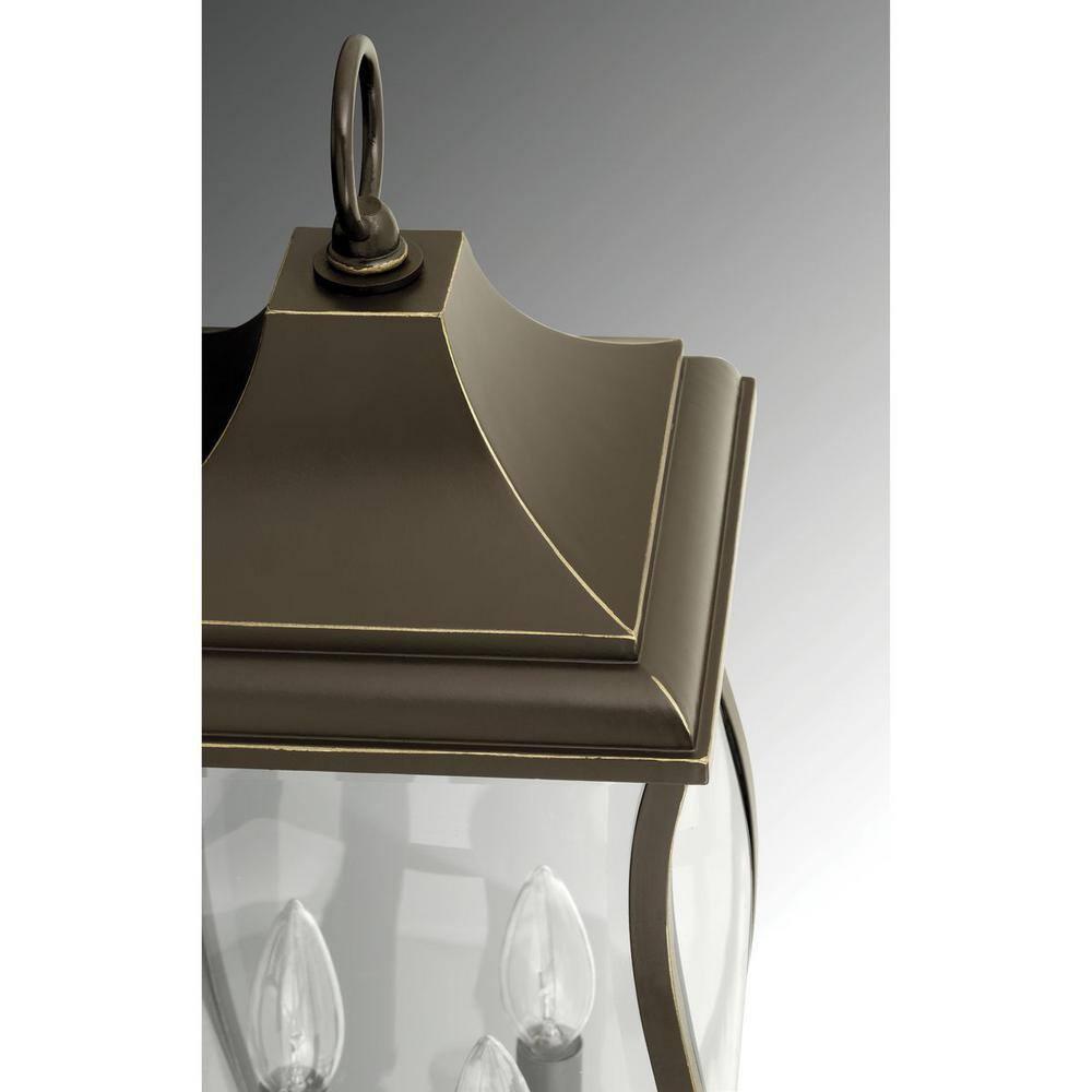 Progress Lighting Township 3-Light Outdoor Wall Lantern, Oil Rubbed Bronze, Clear Beveled Glass