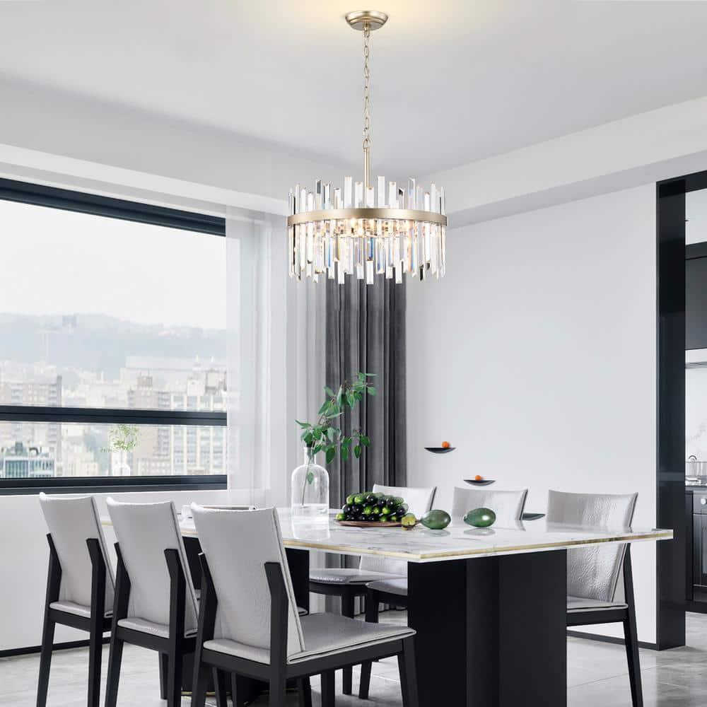 The Lighting Store Casandra Brushed Champagne Silver 5-light Drum Crystal Chandelier