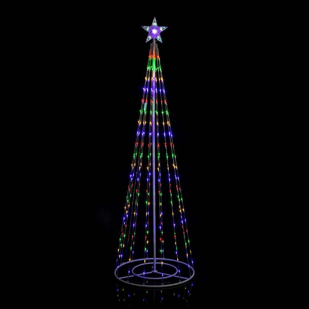 Alpine Corporation 86"H Indoor Artificial Christmas Tree with Multi-Colored Lights and Star Topper , Christmas Decoration