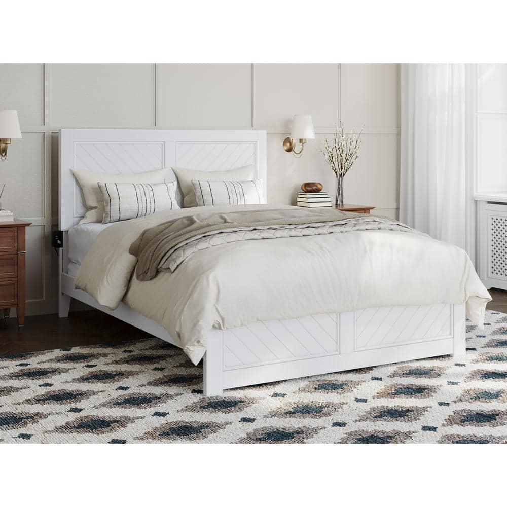 AFI Canyon White Solid Wood Foundation Bed Frame with Matching Footboard, Full