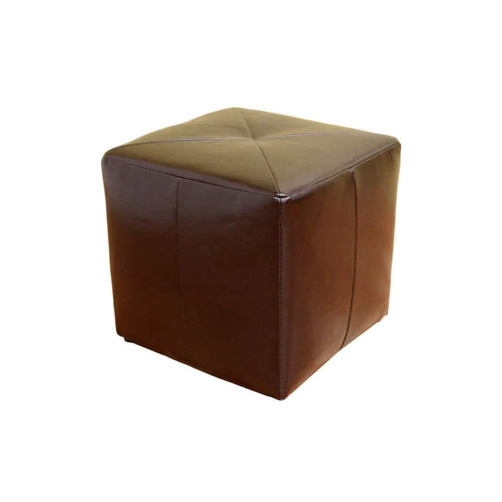 Aric Bonded Leather Ottoman - Baxton Studio: Dark Brown Footrest, Seating Bench, No Assembly Required