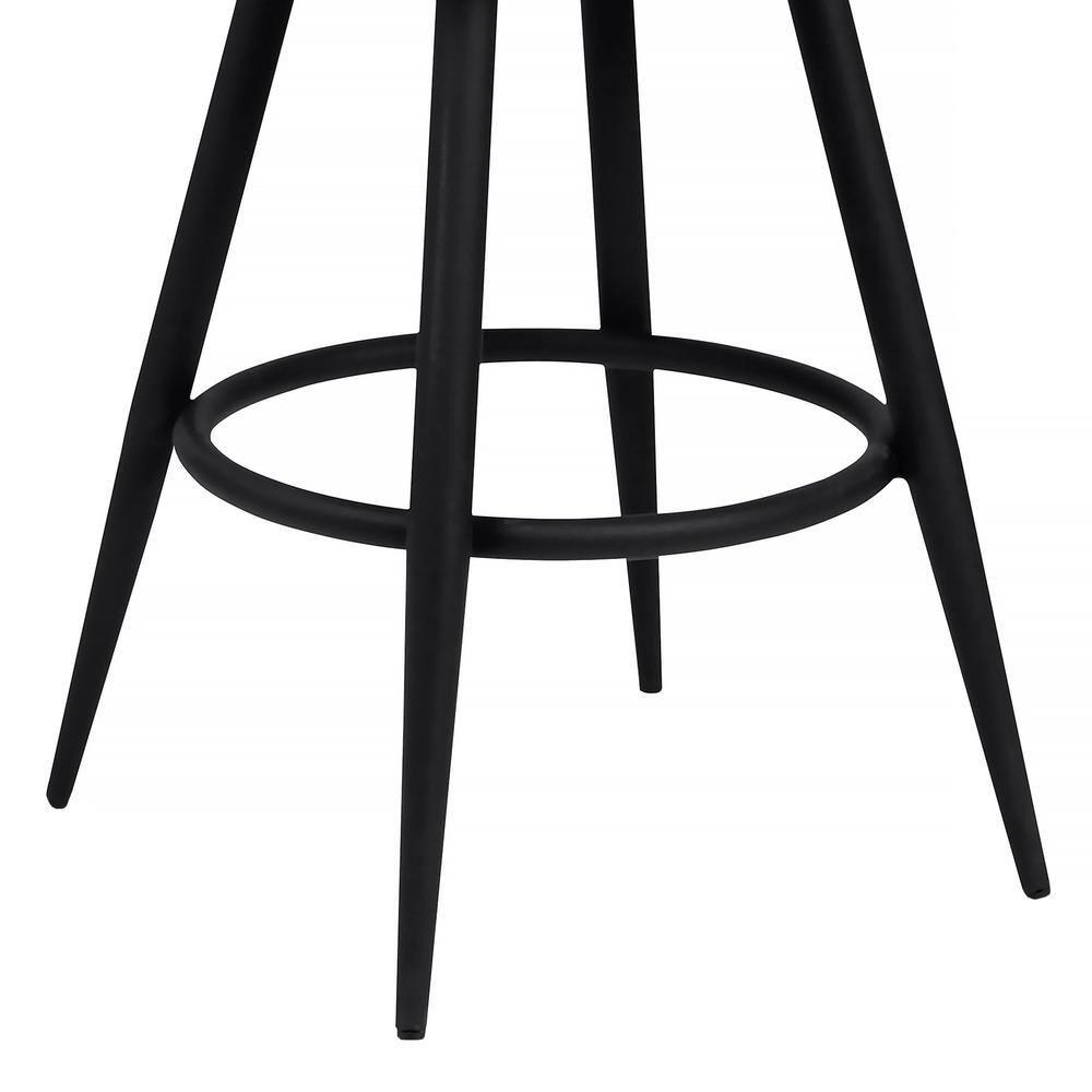 Armen Living Indoor Amador 30" Bar Height Barstool in a Black Powder Coated Finish and Vintage Gray Faux Leather