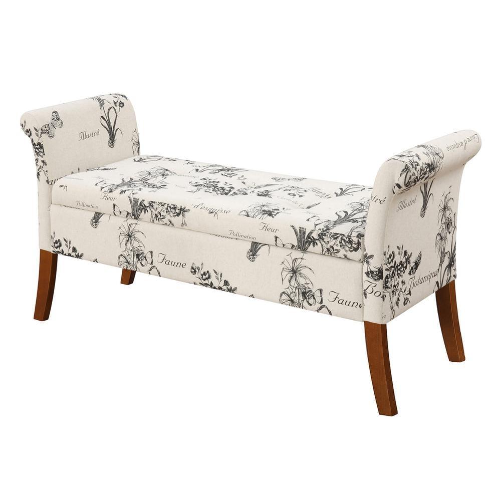 Convenience Concepts Designs4Comfort Garbo Storage Bench, Botanical Print Canvas