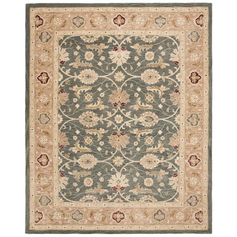 SAFAVIEH Anatolia Sophia Traditional Wool Area Rug, Blue/Brown, 9' x 12'