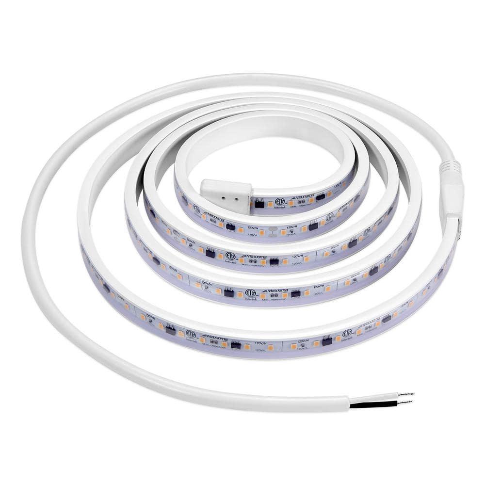 Maxxima 72 in. LED Under Cabinet Strip Light, Hardwired, 2760 Lumens, 3000K Warm White, 120V White Cove Light