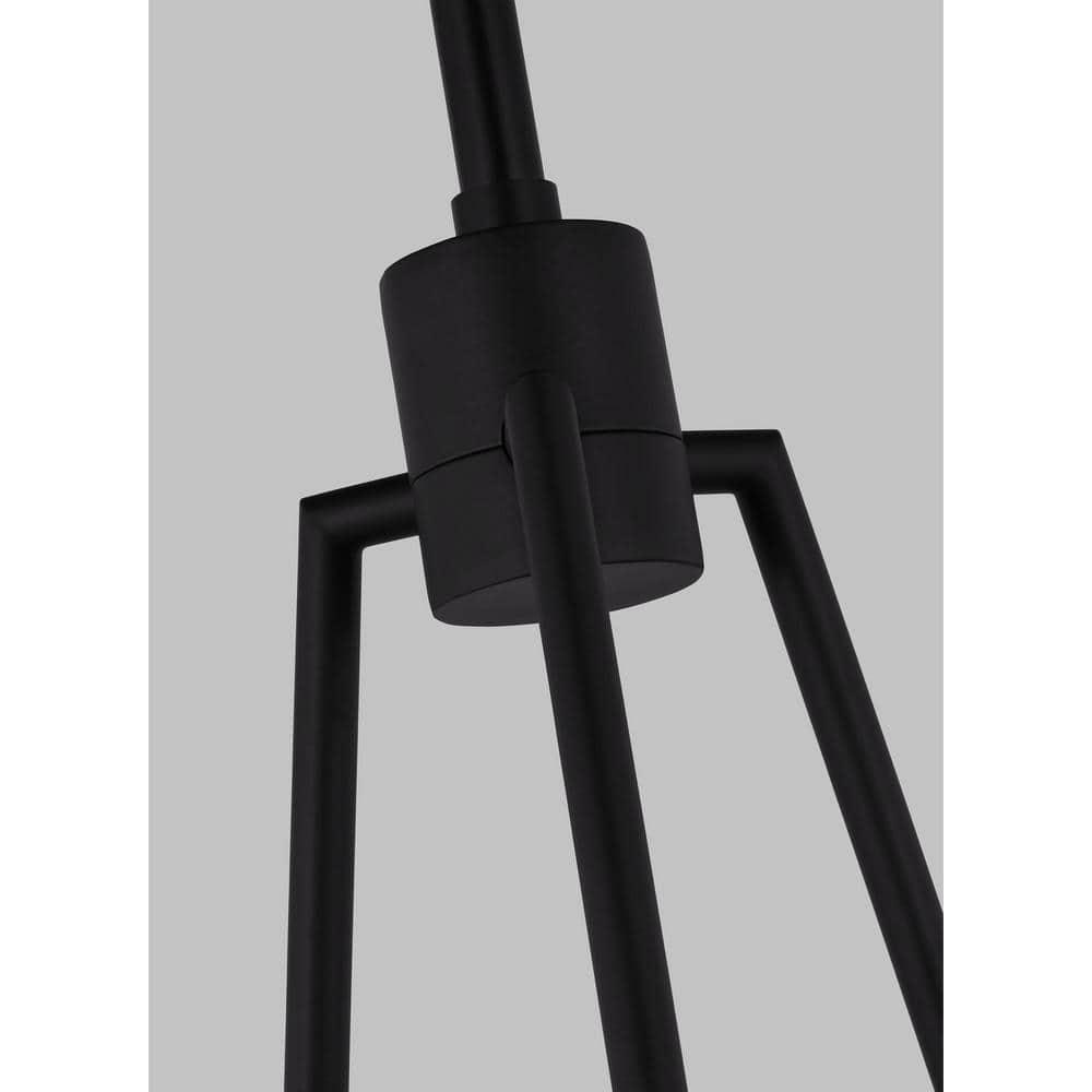 Midnight Black Mini 3-Light Chandelier with Milk Glass Shades