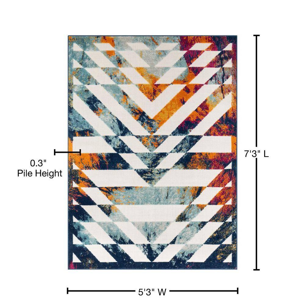 Well Woven Dorado Carmen Geometric Multi 5'3" x 7'3" Indoor/Outdoor High-Low Area Rug