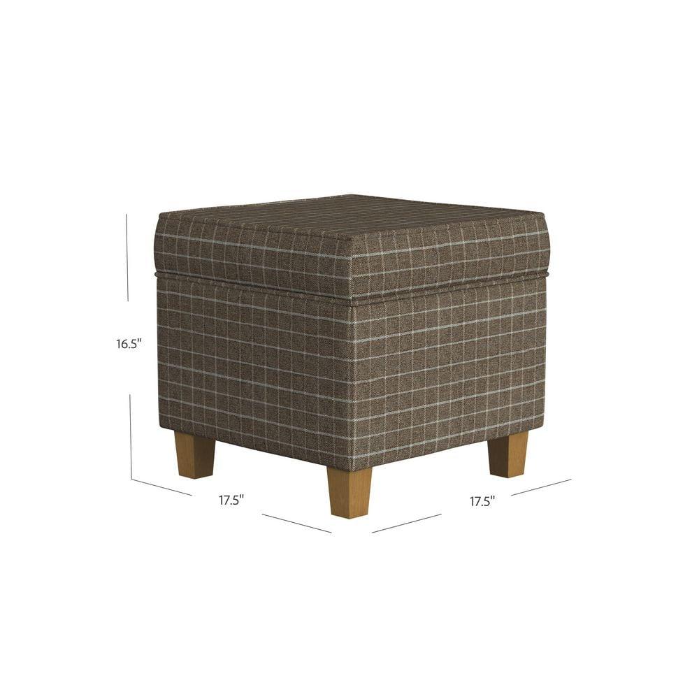 Cole Classics Square Storage Ottoman with Lift Off Top Light Brown Window Pane - HomePop