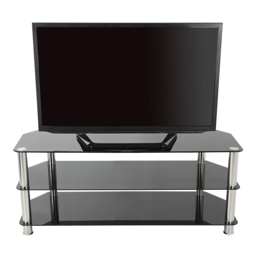 AVF Transitional Steel and Glass TV Stand for up to 60" TVs in Black/Chrome
