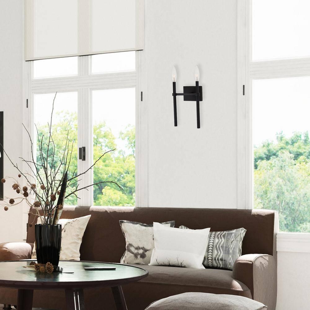 2 Light Black  Wall Mount - 13.75W x 18.37H x 7.125D