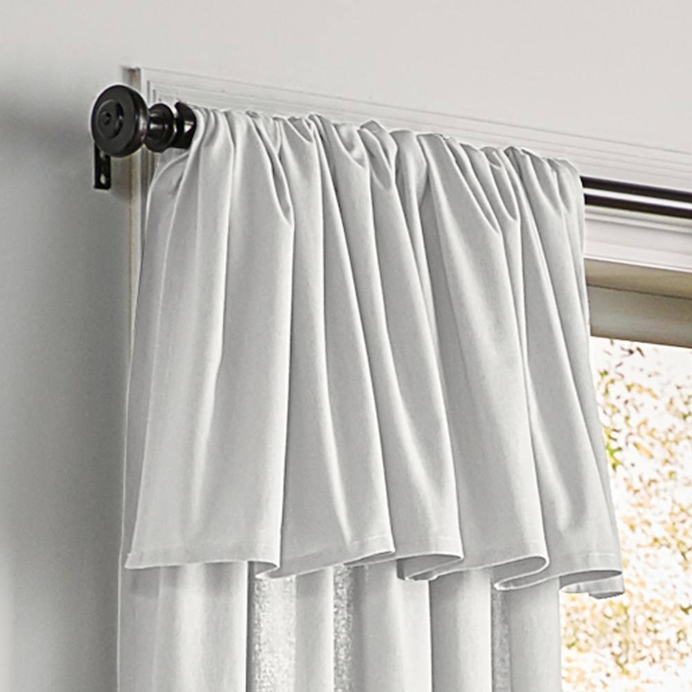 Mercantile Drop Cloth Light Filtering Ring Top Tab Farmhouse Curtain Panel with Valance White 63 Inches
