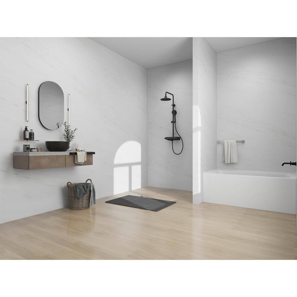 Vanity Art Acrylic Alcove Bathtub with 3 Side Tiling Flange, 54 x 32 inches Slip Resistant Surface 121-Degree Backrest Shower Tub, Reinforced Fiberglass Right Drain Soaking Tub
