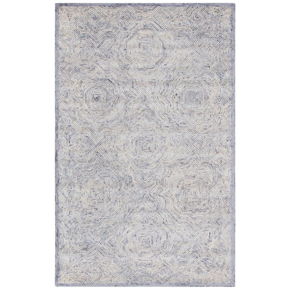 Ikat IKT506 Hand Tufted Area Rug - Silver - 9'x12' - Safavieh